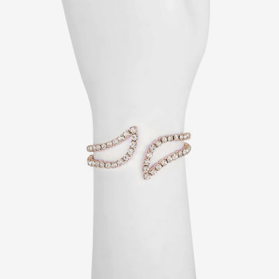 Monet Jewelry Timless Rose Gold Womens Glass Cuff Bracelet