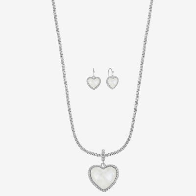 Liz Claiborne Pendant Necklace And Drop Earring Womens Heart 2-pc. Jewelry Set