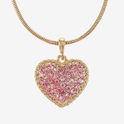 Liz Claiborne Pendant Necklace And Drop Earring Womens Glass Heart 2-pc. Jewelry Set