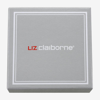 Liz Claiborne Collar Necklace And Stud Earring Glass Silver Tone Heart 2-pc. Jewelry Set