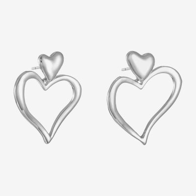 Liz Claiborne Large Open Heart Drop Earrings