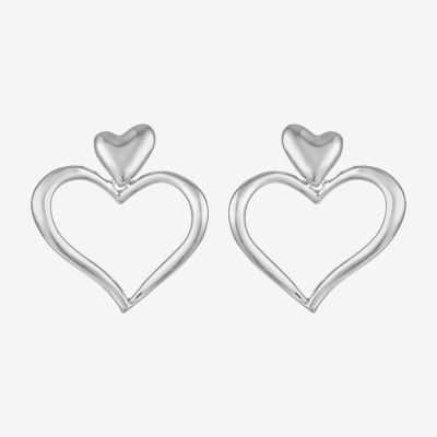 Liz Claiborne Large Open Heart Drop Earrings