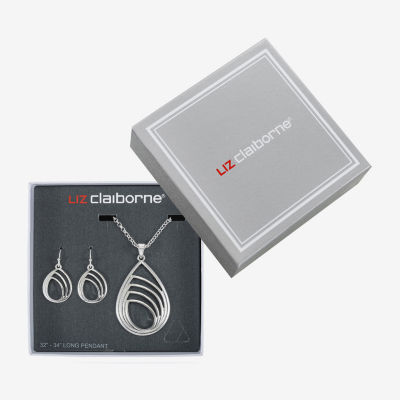 Liz Claiborne Pendant Necklace And Drop Earring Silver Tone 2-pc. Jewelry Set