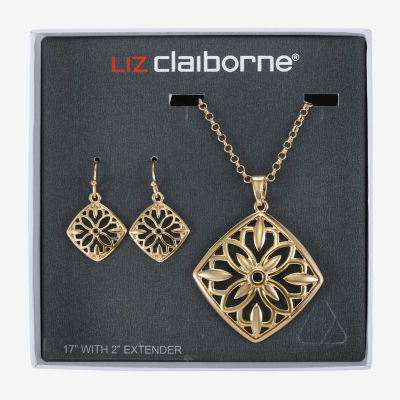 Liz Claiborne Pendant Necklace And Drop Earring Womens 2-pc. Jewelry Set