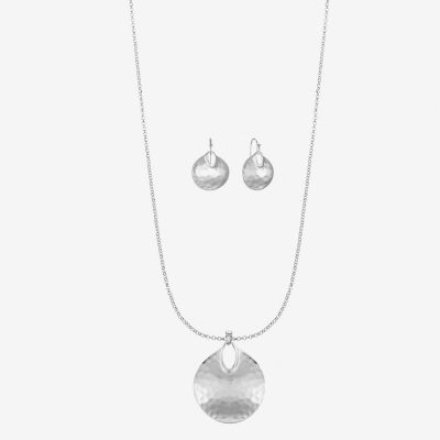 Liz Claiborne Pendant Necklace And Drop Earring Silver Tone 2-pc. Jewelry Set