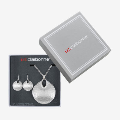 Liz Claiborne Pendant Necklace And Drop Earring Silver Tone 2-pc. Jewelry Set