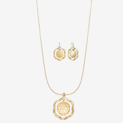 Liz Claiborne Pendant Necklace And Drop Earring Gold Tone 2-pc. Jewelry Set