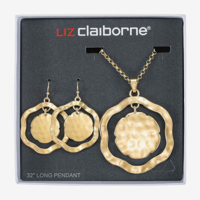 Liz Claiborne Pendant Necklace And Drop Earring Gold Tone 2-pc. Jewelry Set