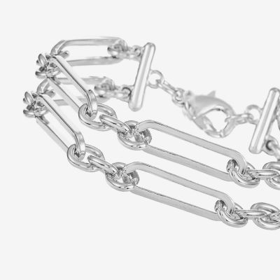 Liz Claiborne Layered Womens Gold Tone Solid Link Bracelet