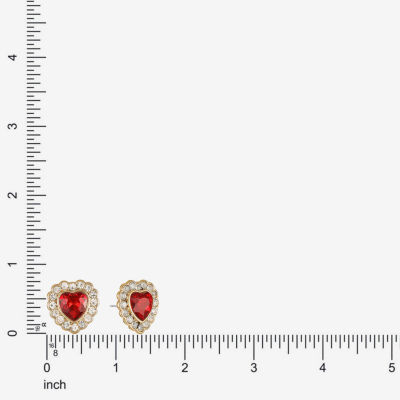 Monet Jewelry Red Glass 19.5mm Heart Stud Earrings