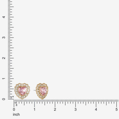 Monet Jewelry Red Glass 19.5mm Heart Stud Earrings