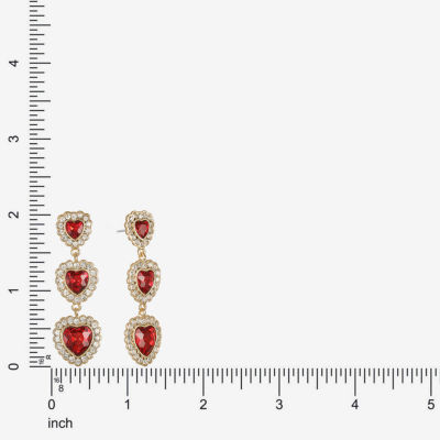 Monet Jewelry Red Glass Heart Drop Earrings