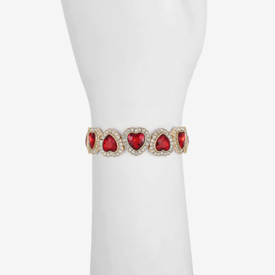 Monet Jewelry Red Glass Heart Stretch Bracelet