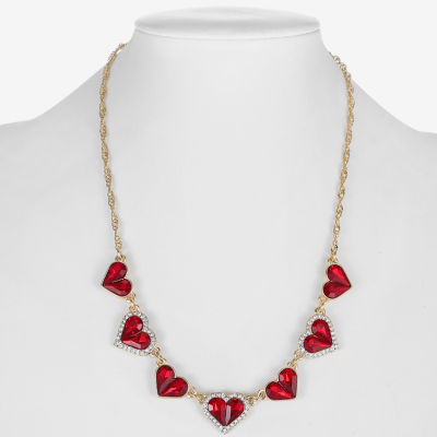 Monet Jewelry Womens Red 17 Inch Collar Necklace