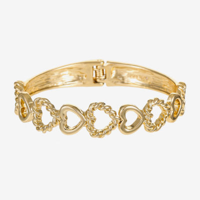 Monet Jewelry Gold Tone Heart Bangle Bracelet