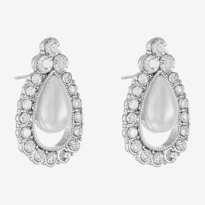 Monet Jewelry Timeless Glass Simulated Pearl 21mm Stud Earrings