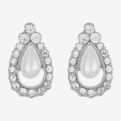 Monet Jewelry Timeless Glass Simulated Pearl 21mm Stud Earrings