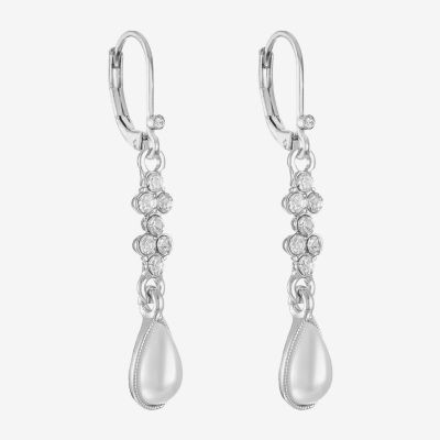 Monet Jewelry Timeless Womens Glass Simulated Pearl Drop Earrings