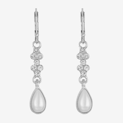 Monet Jewelry Timeless Womens Glass Simulated Pearl Drop Earrings