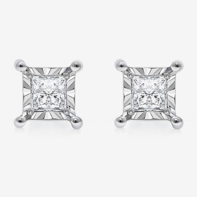 (I / I1) 1 CT. T.W. Lab Grown White Diamond 10K White Gold Stud Earrings