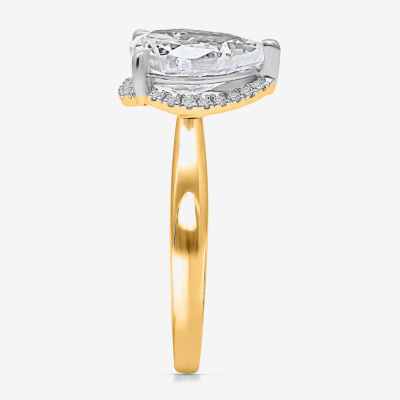 (I / I1) Womens 2 1/7 Ct. T.W. Lab Grown White Diamond 14K Gold Pear Halo Engagement Ring