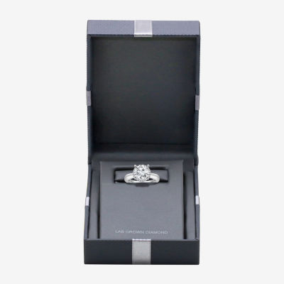 (I / I1) Womens 3 1/7 Ct. T.W. Lab Grown White Diamond 14K White Gold Round Halo Engagement Ring