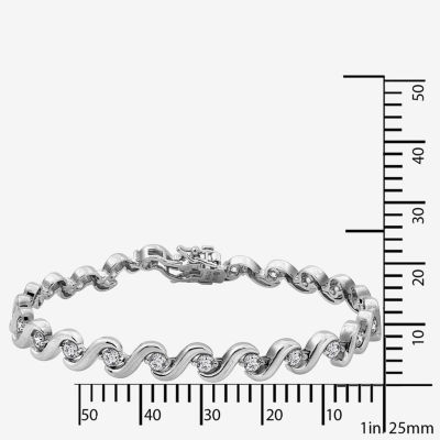 Diamonart White Cubic Zirconia Sterling Silver 7.25 Inch Tennis Bracelet