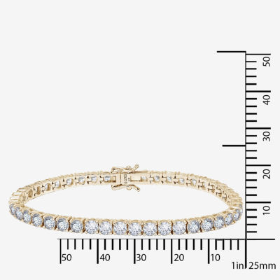 Diamonart White Cubic Zirconia 14K Gold Over Silver 7.25 Inch Tennis Bracelet