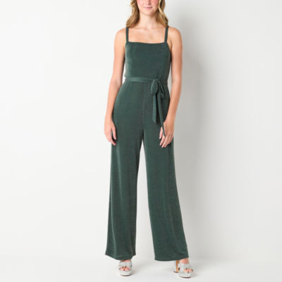 Secret Charm Womens Sleeveless Belted Jumpsuit-Juniors