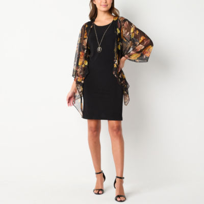 Studio 1 Womens Faux-Jacket Dress With Removable Necklace