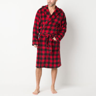 St. John's Bay Mens Long Sleeve Long Length Robe, Color: Red Buffalo ...