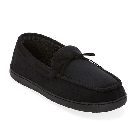 St. John's Bay Mens Moccasin Slippers, Medium, Black