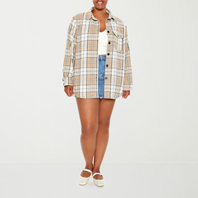 Forever 21 Plaid Shacket Lightweight Juniors Plus Shirt Jacket