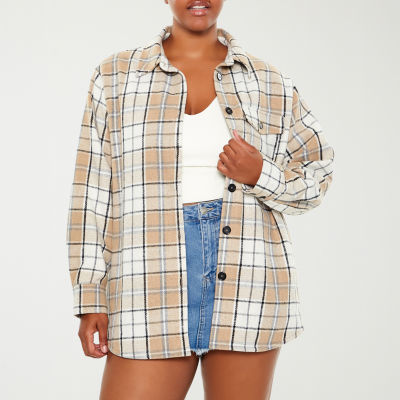 Forever 21 Plaid Shacket Lightweight Juniors Plus Shirt Jacket