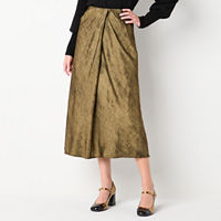 Worthington Womens Twist Front Skirt, Large, Yellow