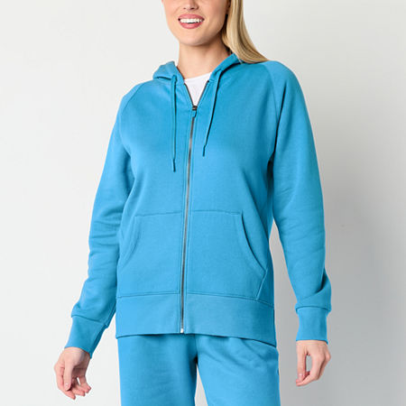 Xersion Womens Super Soft Fleece Long Sleeve Hoodie, Large, Blue