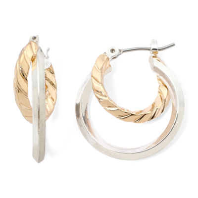 Liz Claiborne® Two-Tone 2-Row Hoop Earrings