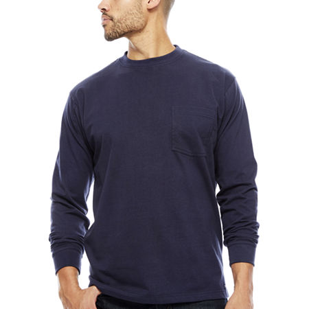 Smiths Workwear Mens Crew Neck Long Sleeve Pocket T-Shirt, Xx-large, Blue