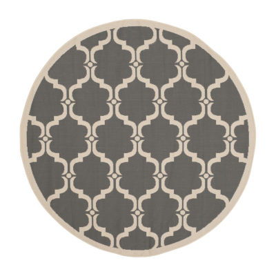 Safavieh Courtyard Collection Jobeth Geometric Indoor/Outdoor Round Area Rug