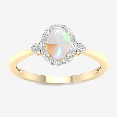 Womens 1/ CT. T.W. Genuine White Opal 10K Gold Cocktail Ring