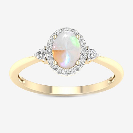 Womens 1/6 CT. T.W. Genuine Multi Color Opal 10K Gold Cocktail Ring