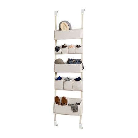 Honey-Can-Do Natural 10-Pocket Over Door Storage, One Size, White