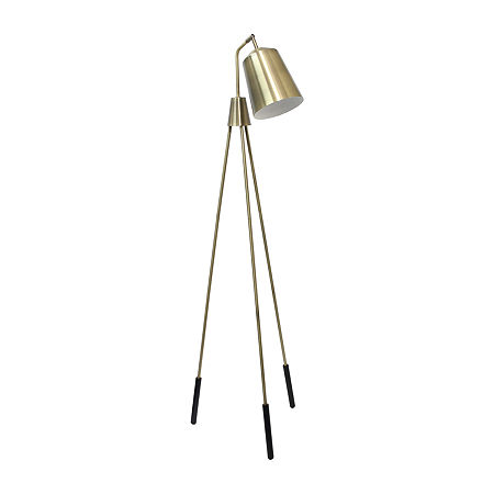 Tripod Antique Brass Metal Floor Lamp, One Size, Yellow