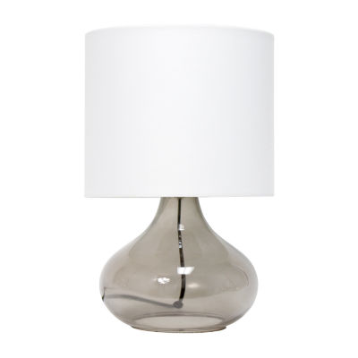 Simple Designs Glass Raindrop Table Lamp with Fabric Shade