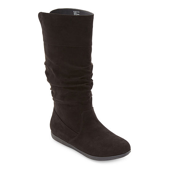 St. John's Bay Womens Kellman Flat Heel Slouch Boots, Color: Black ...