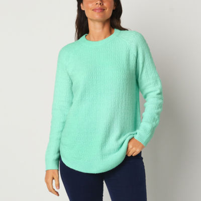 ST Johns Bay Womens Sweater Cable Knitted Pullover V Neck Light