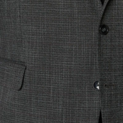 Shaquille O'Neal XLG Mens Big and Tall Windowpane Stretch Fabric Classic Fit Sport Coat