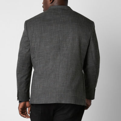 Shaquille O'Neal XLG Mens Big and Tall Windowpane Stretch Fabric Classic Fit Sport Coat