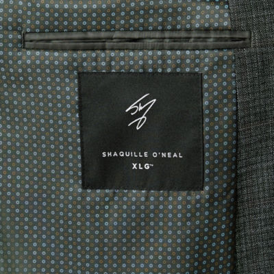 Shaquille O'Neal XLG Mens Big and Tall Windowpane Stretch Fabric Classic Fit Sport Coat