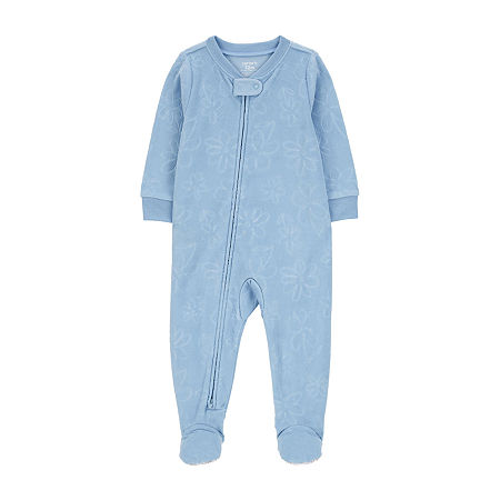 Carter's Microfleece Toddler Girls Crew Neck Fleece Long Sleeve Footed Pajamas, 4t, Blue